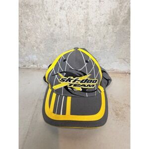 Ski-Doo Team Bombardier Hat Grey Yellow Embroidered Snowmobile Racing Cap Mens